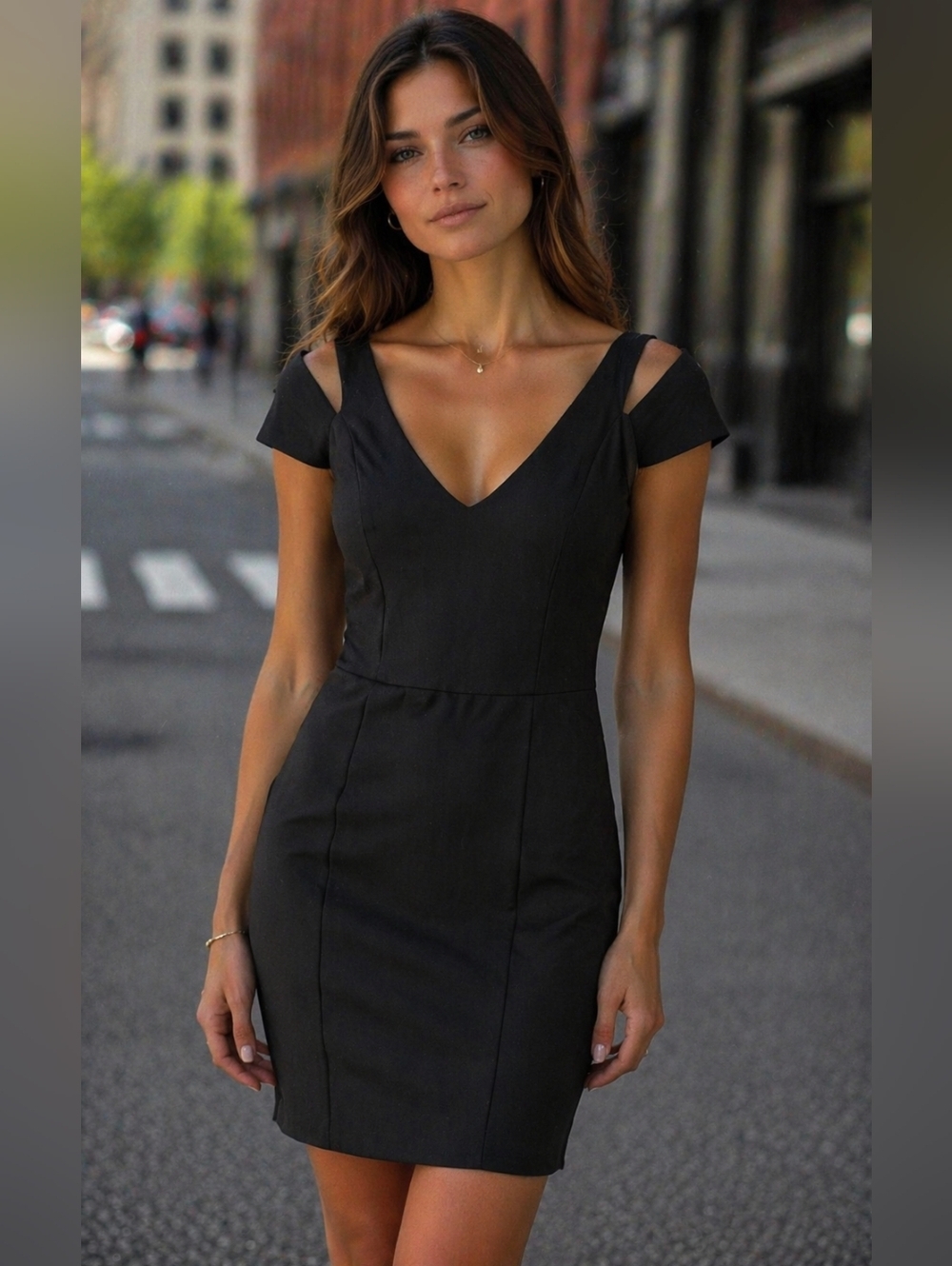 NWT!! Willow & Thread (109$) | Elegant Black Cutout Shoulder Mini Dress, Size 12